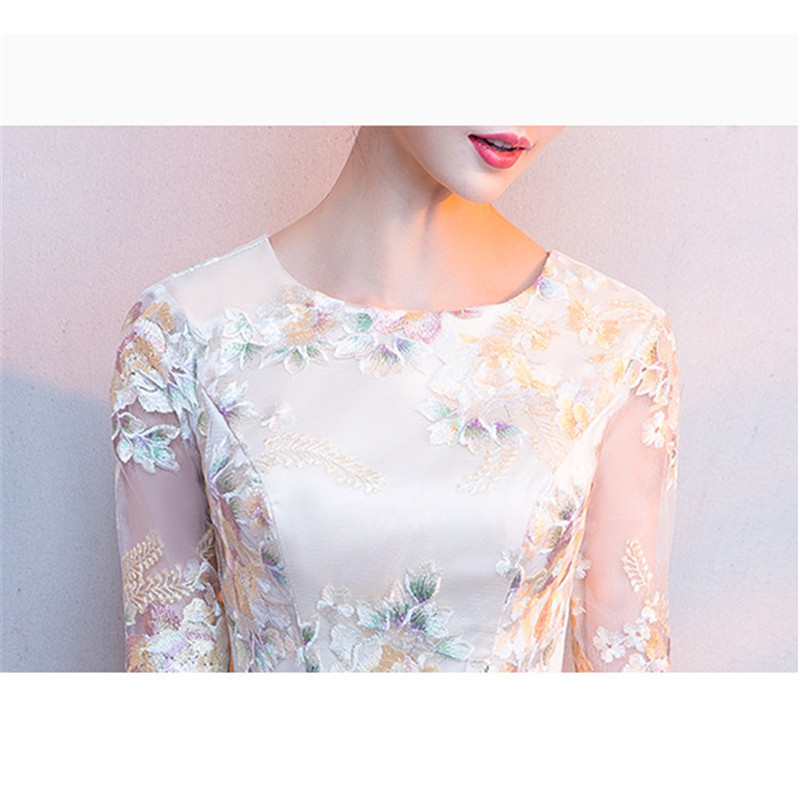 Party Dress Women Champagne XS2XL Plus Size A Line Mini Dresses New Spring Summer Floral Elegant Slim Dress Vestido LD1042 T200113