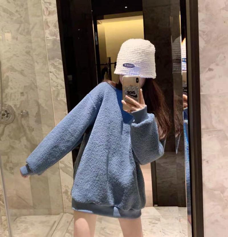 Autumn and winter fashion women' classic autumn and winter basic round neck cotton hooded loose fit, Blue
Autumn and winter fashion women' classic autumn and winter basic round neck cotton hooded loose fit, Blue