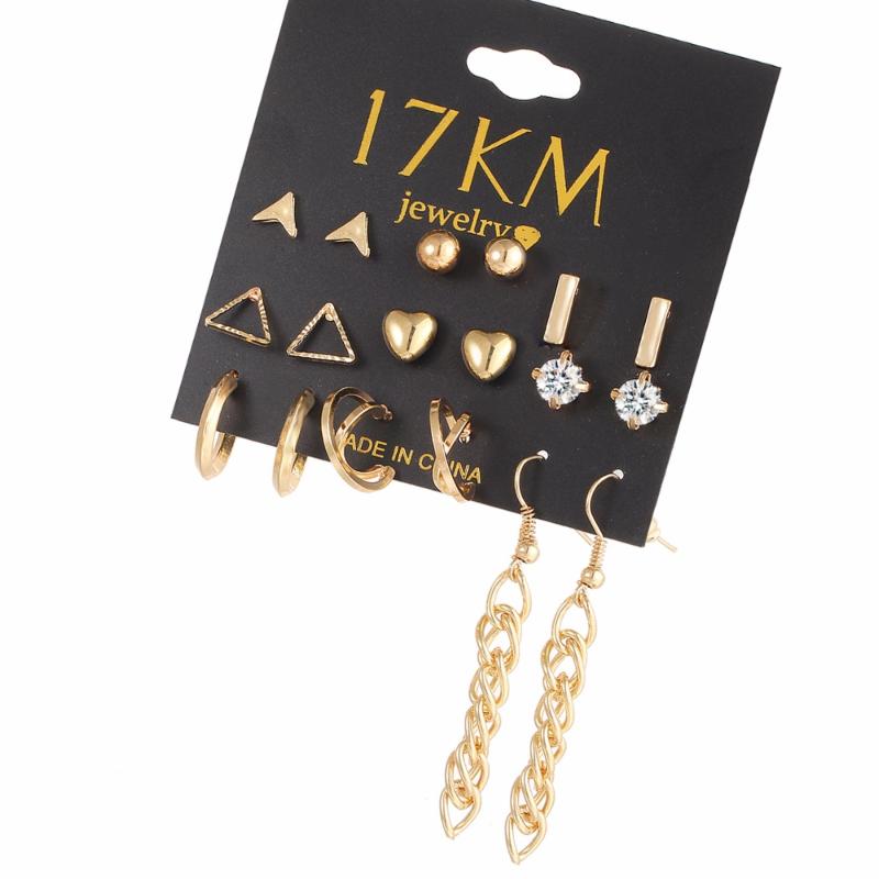 Stud 17KM 9 Pairs/Set Tassel Ball Crystal Earring Sets For Women Lover Gold Color Mixed Heart Triangle Earrings Gifts
Stud 17KM 9 Pairs/Set Tassel Ball Crystal Earring Sets For Women Lover Gold Color Mixed Heart Triangle Earrings Gifts