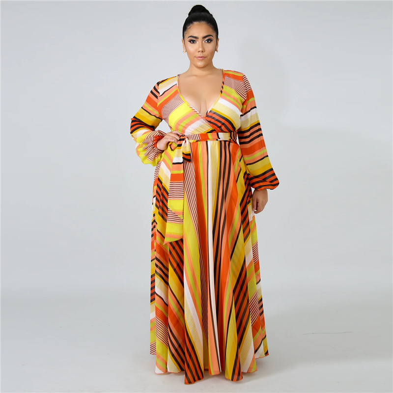 Plus size 3XL 4XL 5XL Summer Women bigger size one-piece dress long sleeve maxi dress sexy loose print dresses Bohemian long skirts 4352