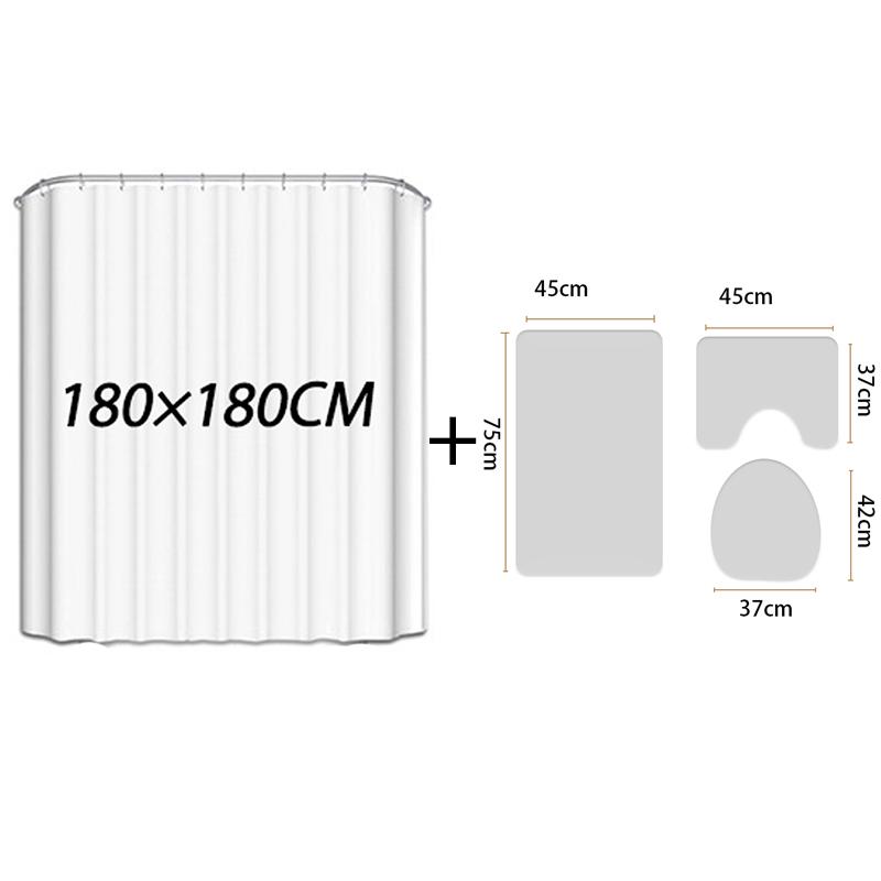 Abstract Bathroom Mat and Shower Curtain Set Home Decoration U-Shaped Toilet Rug Microfiber Toilet Carpet Seat Cover Mat