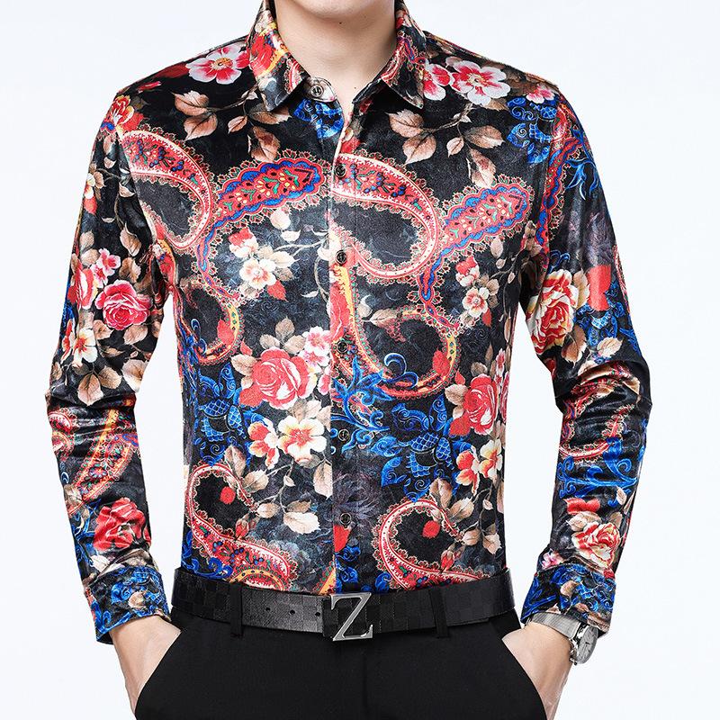Cashew Flowers Printed Shirts Mens Floral Plus Size Blouse Retro Velvet Shirts Mens Fancy Dress For Big Breasts Gentlemen
Cashew Flowers Printed Shirts Mens Floral Plus Size Blouse Retro Velvet Shirts Mens Fancy Dress For Big Breasts Gentlemen