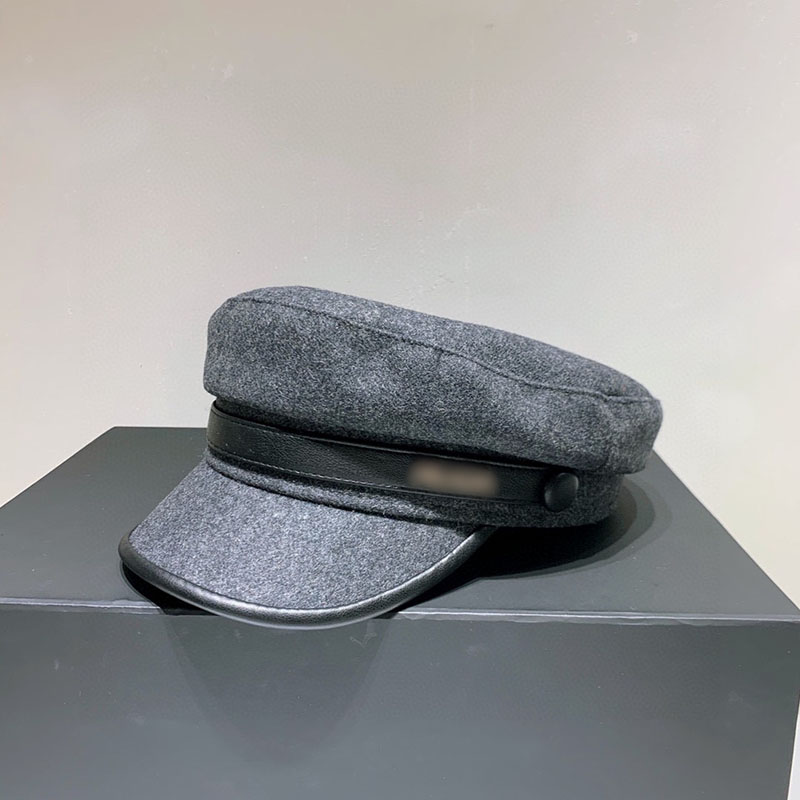 Unisex Wool Hat with Box 2021 Men Women Fashion Knitted Military Hats Classic Flat Top Beach Baseball Casual Sun Caps High Quality Army Cap