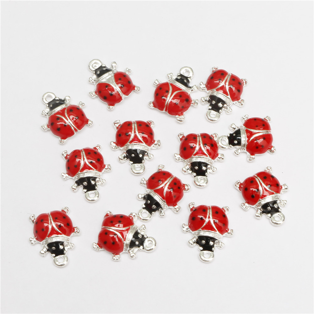 50pcs Classics Colorful Enamel Zinc Alloy Pendant Charm Ladybird Classic Necklace Pendant DLY Accessories DIY Jewelry Crafts
