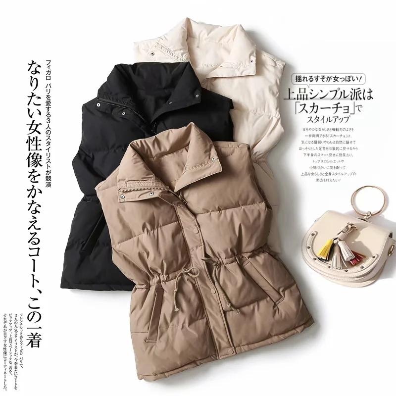 Womens new Vest Sleeveless Jacket Down Cotton Winter Waistcoat Korean Lace Solid Plus Size Autumn Women Vest Coat Gilet Femme