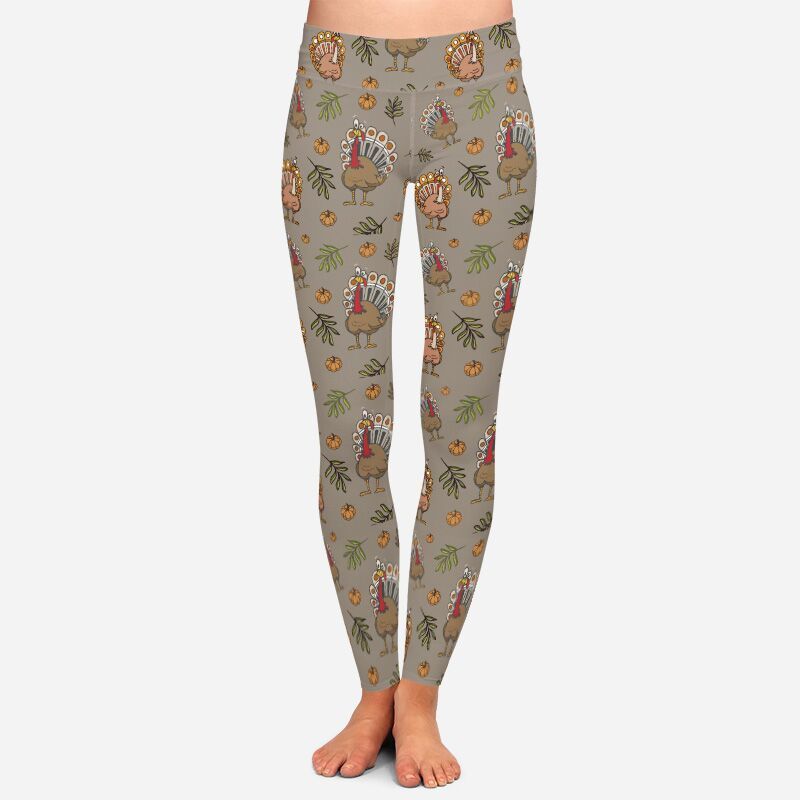LETSFIND 3D Thanksgiving Turkey Print Leggings High Waist Plus Size Elastic Workout Fashion Casual Women Pants 220307