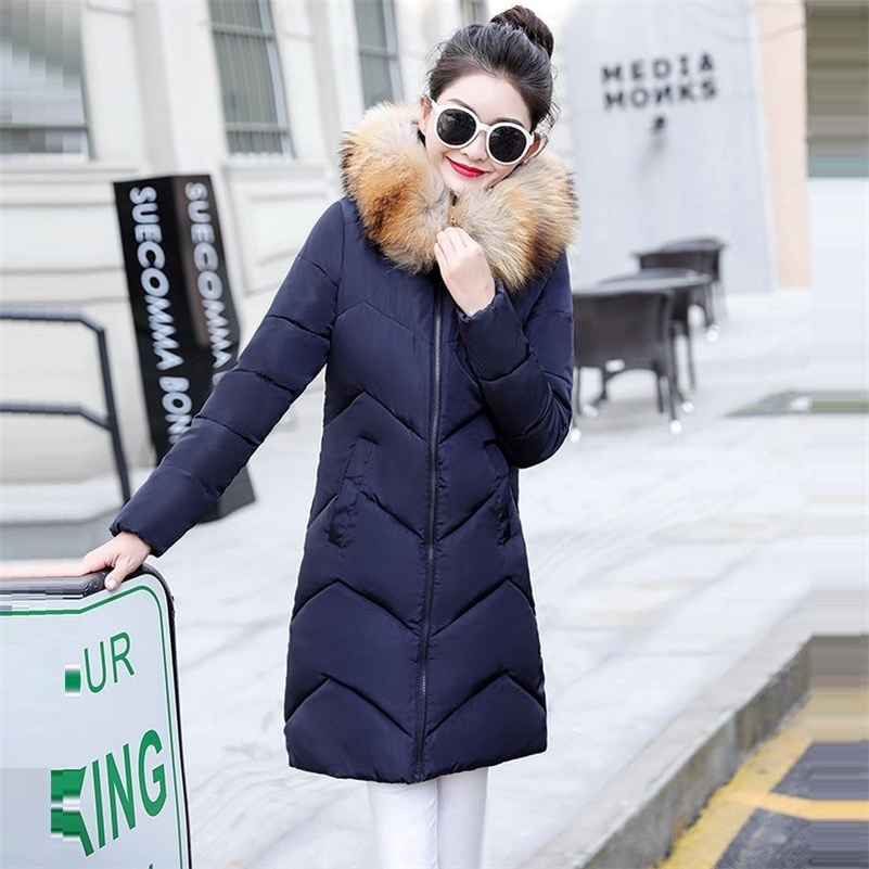 Jacket for Women Hooded Slim Cotton Padded Winter Woman Jackets Long Female Coat Warm Down Parkas Chaqueta Mujer Y201001