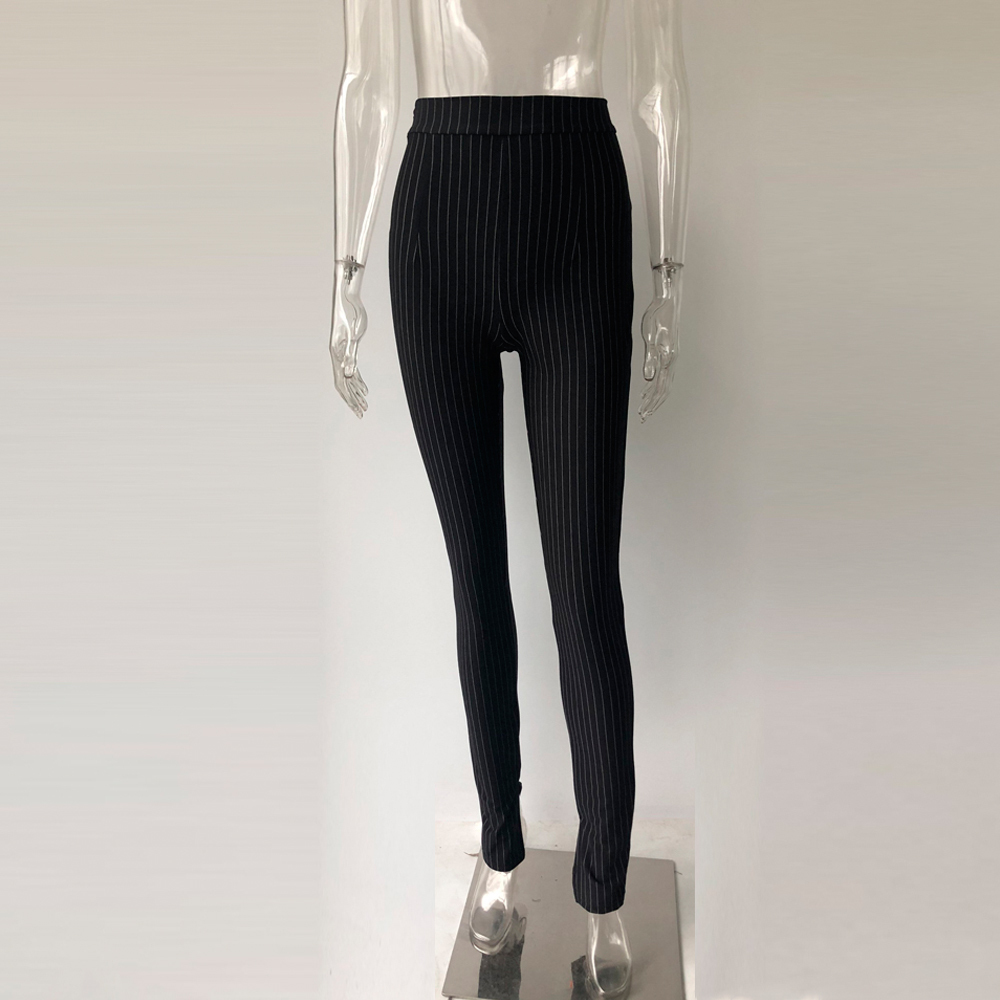 For KGFIGU Office pants 2020 High waist striped trousers women Side split OL style Skinny long Bottom Have stretchy White T200324