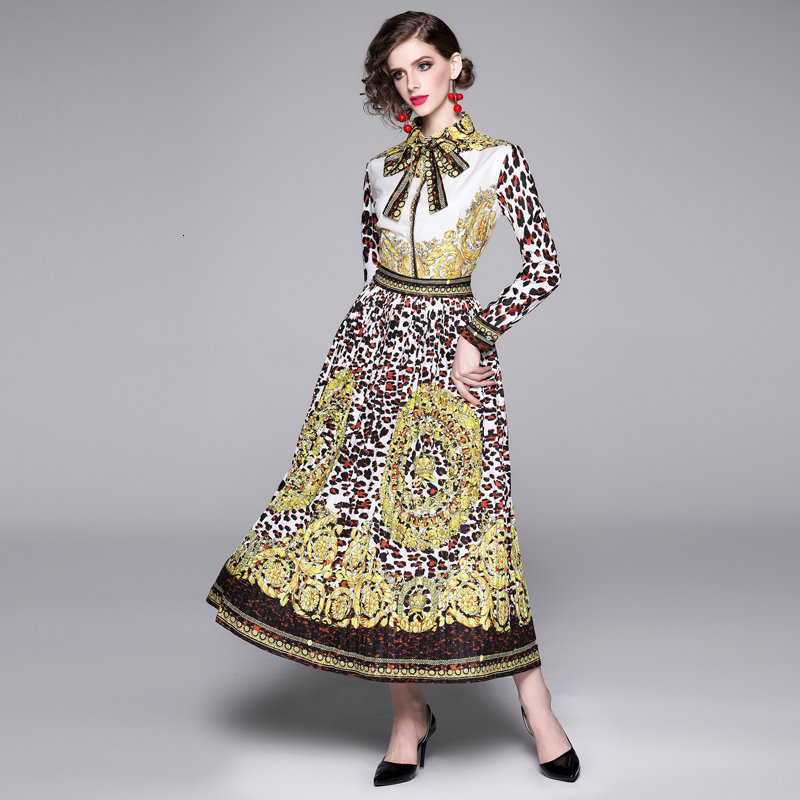 2021 Vintage Print Autumn New Runway Designer Long Women Bow Tie Belt Turn-down Collar Pleated 8r1i, Brown
2021 Vintage Print Autumn New Runway Designer Long Women Bow Tie Belt Turn-down Collar Pleated 8r1i, Brown