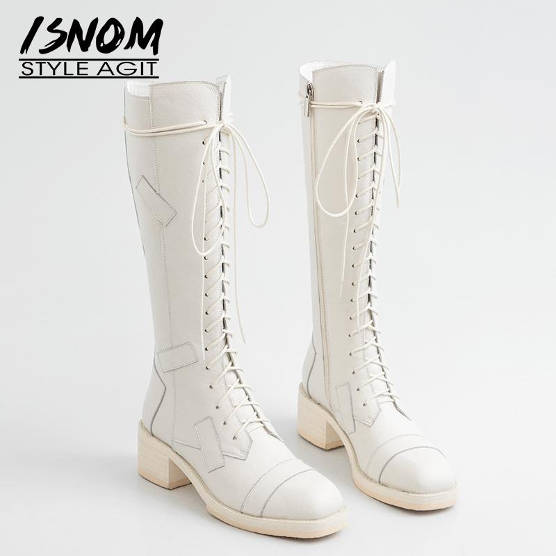 ISNOM Mid-Calf Boots Women Motorcycle Boot Woman High Heels Cow Leather Shoes Female Square Toe Lace Up Shoes Ladies Spring 2020, Beige
ISNOM Mid-Calf Boots Women Motorcycle Boot Woman High Heels Cow Leather Shoes Female Square Toe Lace Up Shoes Ladies Spring 2020, Beige