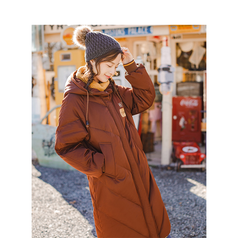 INMAN Hooded Printing Leisure Ladies Female Girl Winter Long Duck Down Leather Warm Coat Women Jackets Fashion Overcoat T200102