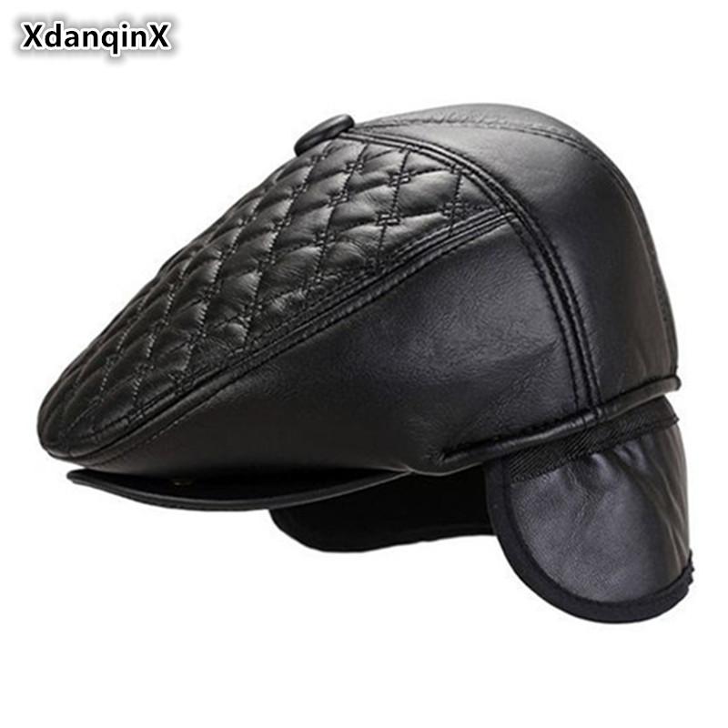 Berets XdanqinX Winter Middle-aged Men's Warm Hat Thick PU Leather Beret With Ears Snapback Cap Adjustable Size Earmuff For Men, Black
Berets XdanqinX Winter Middle-aged Men's Warm Hat Thick PU Leather Beret With Ears Snapback Cap Adjustable Size Earmuff For Men, Black