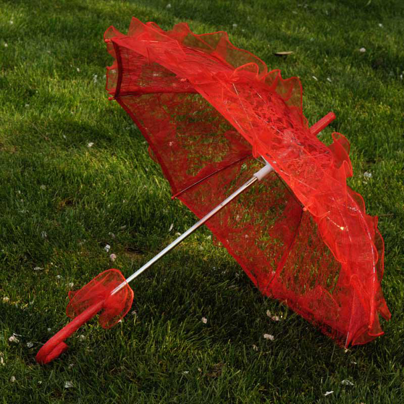 white color Lace Bridal Umbrella Cotton Embroidery Parasol Umbrella Wedding Decoration Parasols