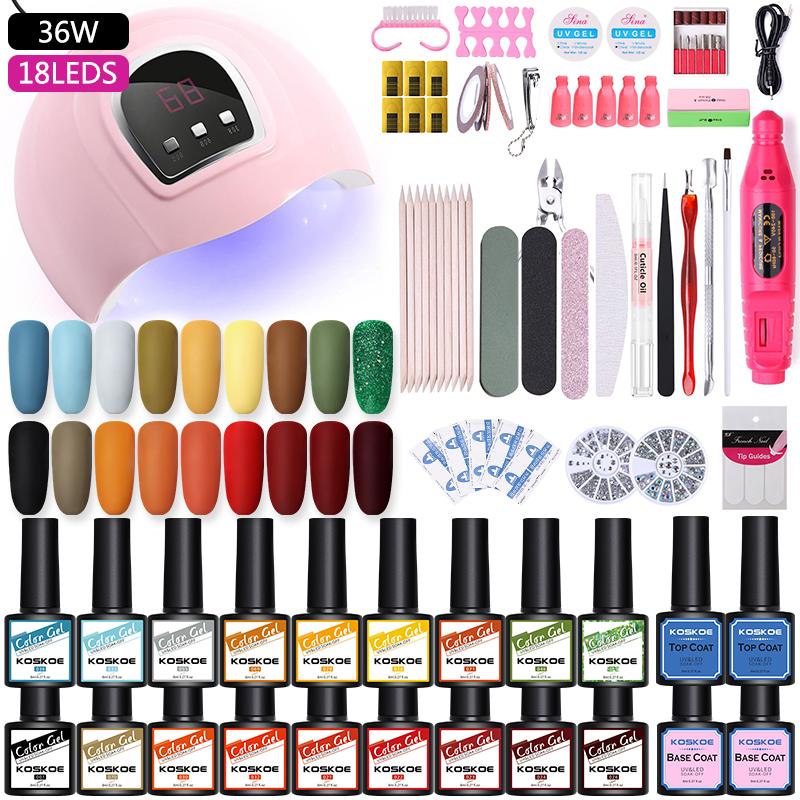 KOSKOE Nail Polish Set LED Drying 36W UV Lamp 10/12/18 Colors Matte Gel Polish Nail Set Kit Extension Glue Manicures
KOSKOE Nail Polish Set LED Drying 36W UV Lamp 10/12/18 Colors Matte Gel Polish Nail Set Kit Extension Glue Manicures