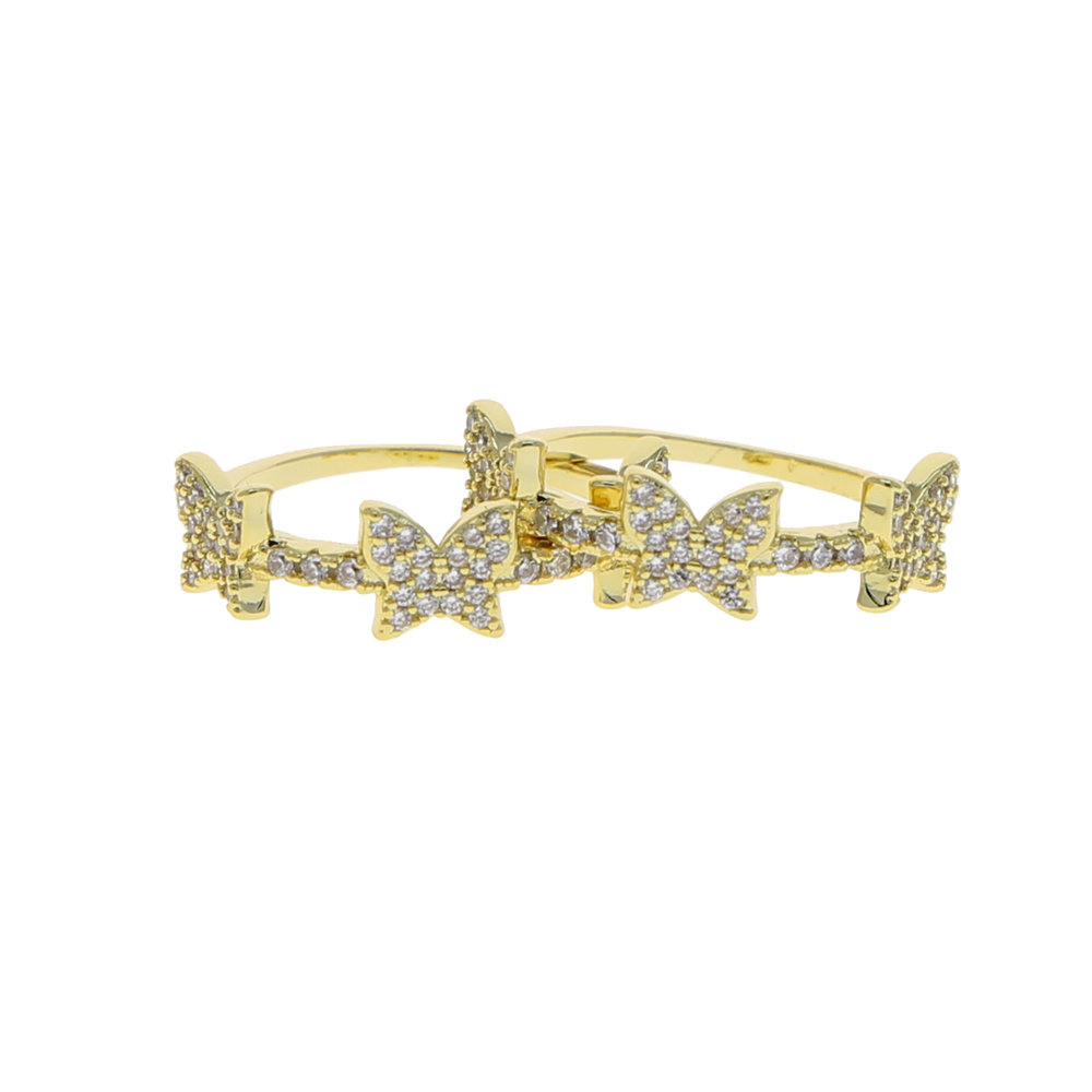 2024 New cute Multi Butterfly charm band finger Rings with bling clear CZ paved For Women Lady Minimal animals jewelry wholesale