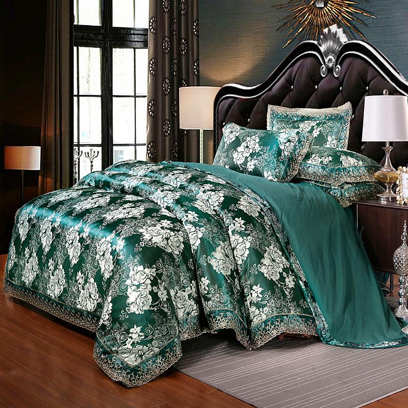 Bedding Sets Luxury European Style Jacquard Silk Set Lace Duvet Cover Bed Sheet Linen Skirt King Pillowcases Queen 3/4pcs
Bedding Sets Luxury European Style Jacquard Silk Set Lace Duvet Cover Bed Sheet Linen Skirt King Pillowcases Queen 3/4pcs