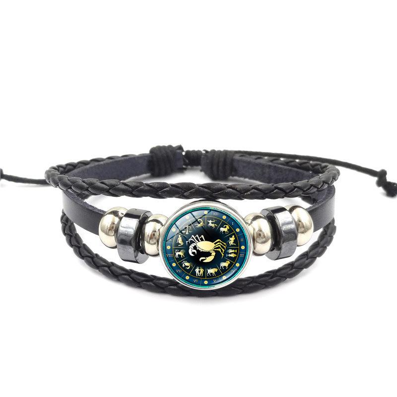 12 Constellation Jewelry with Glass Cabochon Zodiac Signs Libra Capricorn Genuine Leather Bracelet Bangle for Men Women Gift
12 Constellation Jewelry with Glass Cabochon Zodiac Signs Libra Capricorn Genuine Leather Bracelet Bangle for Men Women Gift