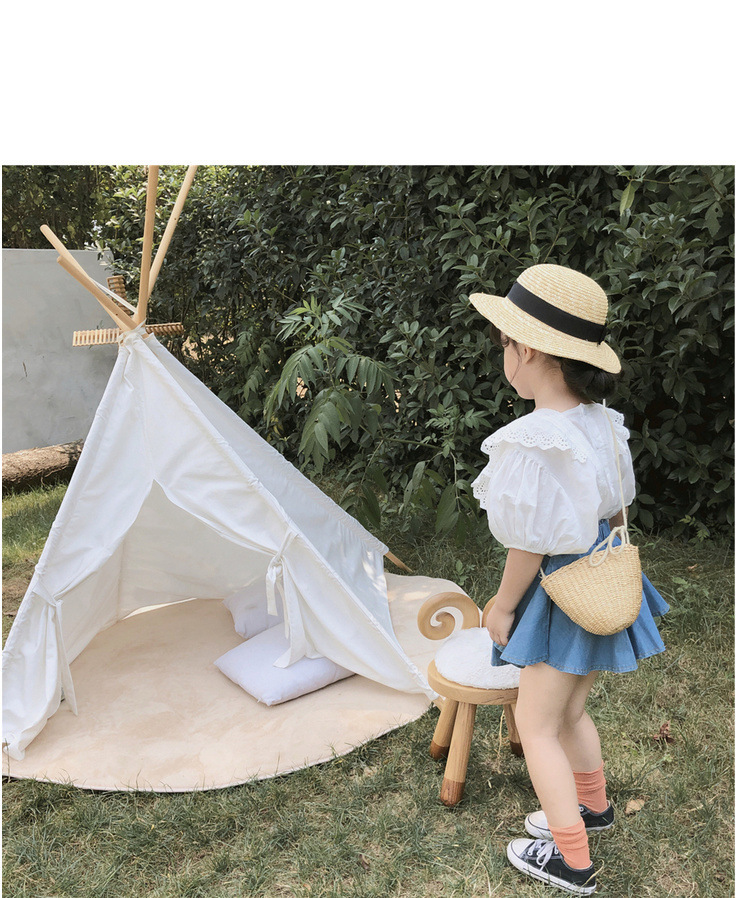 New Fashion Hollow out Children's Sets Baby Girls set white Lace Top + Denim skirt Two-Piece Set 2-7 Can Wear Y1107
