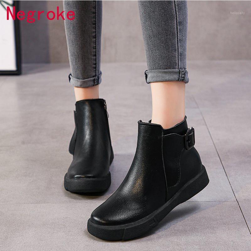 2020 Leisure Style Black PU Leather Women Boots Flat Booties Soft Women's Shoes Side Zip Ankle Boots zapatos mujer Big Size 421, Black-plush lining
2020 Leisure Style Black PU Leather Women Boots Flat Booties Soft Women's Shoes Side Zip Ankle Boots zapatos mujer Big Size 421, Black-plush lining