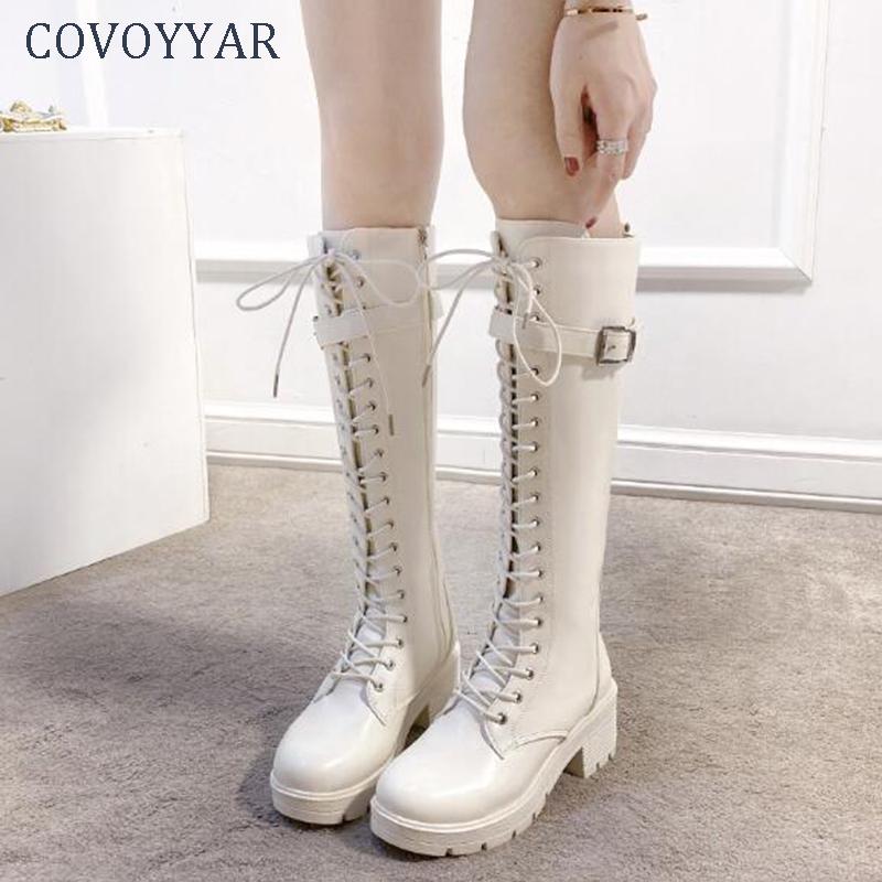 COVOYYAR Platform Knee High Boots Women Autumn Winter Lace Up Pu Leather Fashion Riding Boots Thigh High Women Shoes WBS4073, Black
COVOYYAR Platform Knee High Boots Women Autumn Winter Lace Up Pu Leather Fashion Riding Boots Thigh High Women Shoes WBS4073, Black