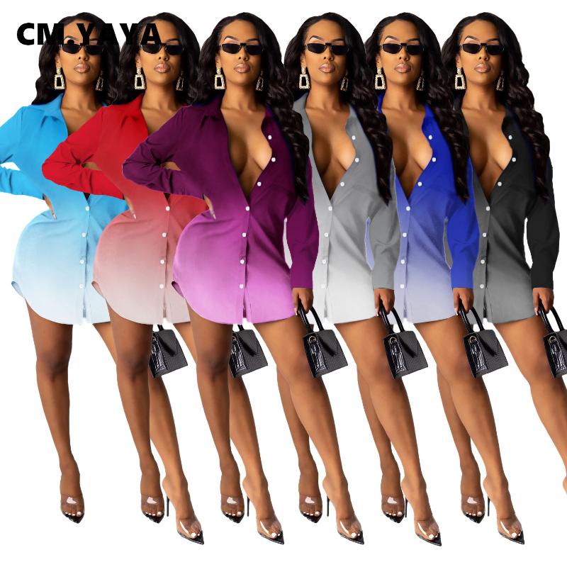 CM.YAYA Gradient Women Button Up Blouses Style Dress, Black
CM.YAYA Gradient Women Button Up Blouses Style Dress, Black