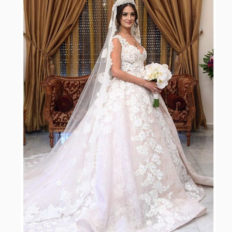 Modest Plus Size Sweetheart Neck Lace Beaded Wedding Growns Sleeveless Robe De Mariee Custom Made