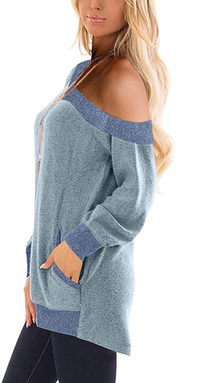 Spot hot 2021 autumn and winter new V-neck pocket sweater long-sleeved pullover sweatshirt casual T-shirt