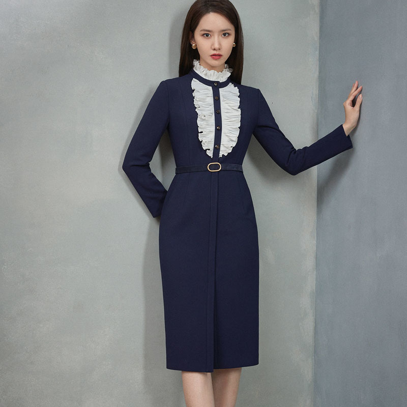 New Autumn Style Frilly Stylish Waistband Temperaments Long Single Slit Breasted Dress of Women High Quality Clothes Lkdv, Navy blue.
New Autumn Style Frilly Stylish Waistband Temperaments Long Single Slit Breasted Dress of Women High Quality Clothes Lkdv, Navy blue.