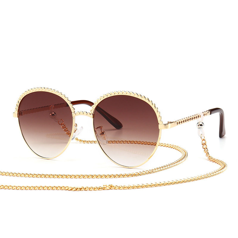 1980ss Modern Round Lens with Chain Sunglasses Celebrity Fashion Street Sun glasses Rope Golden Metal Frame Shading Glasses
1980ss Modern Round Lens with Chain Sunglasses Celebrity Fashion Street Sun glasses Rope Golden Metal Frame Shading Glasses