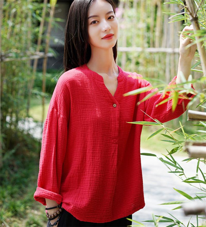 Women Summer Cotton Blouses Autumn Long Sleeves Shirts Casual Loose V Neck Button Solid Shirt Soft Blouse Plus Size -7XL 8XL, Black
Women Summer Cotton Blouses Autumn Long Sleeves Shirts Casual Loose V Neck Button Solid Shirt Soft Blouse Plus Size -7XL 8XL, Black