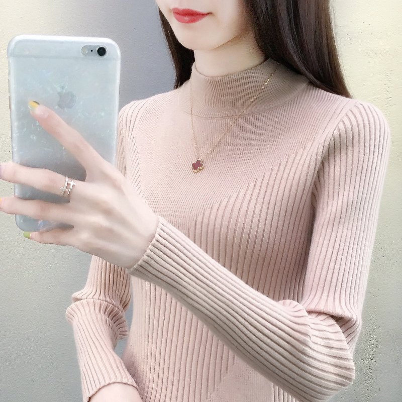 2021 Female Sweater Fine Mesh Semi-tall Black Neck Foreign Background New Autumn and Solid Winter Inside YBK1, Khaki.
2021 Female Sweater Fine Mesh Semi-tall Black Neck Foreign Background New Autumn and Solid Winter Inside YBK1, Khaki.