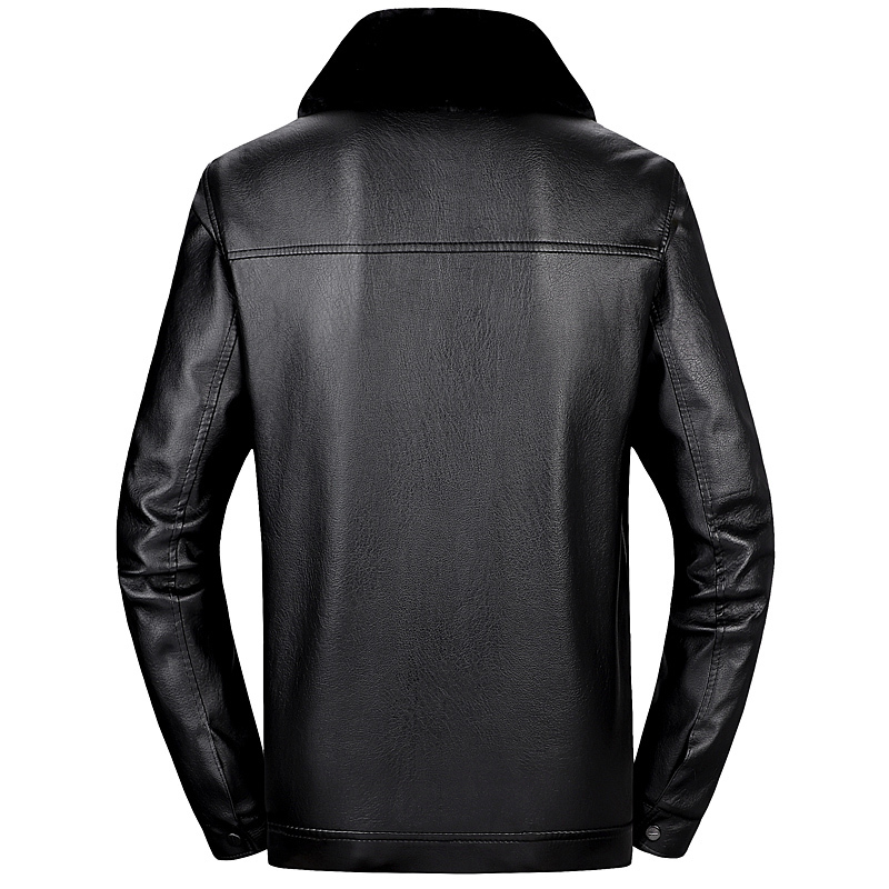 Plush thick leather jacket men's big fur collar leather jacket casual thick warm jacket middle-aged and elderly dad outfit 201128
