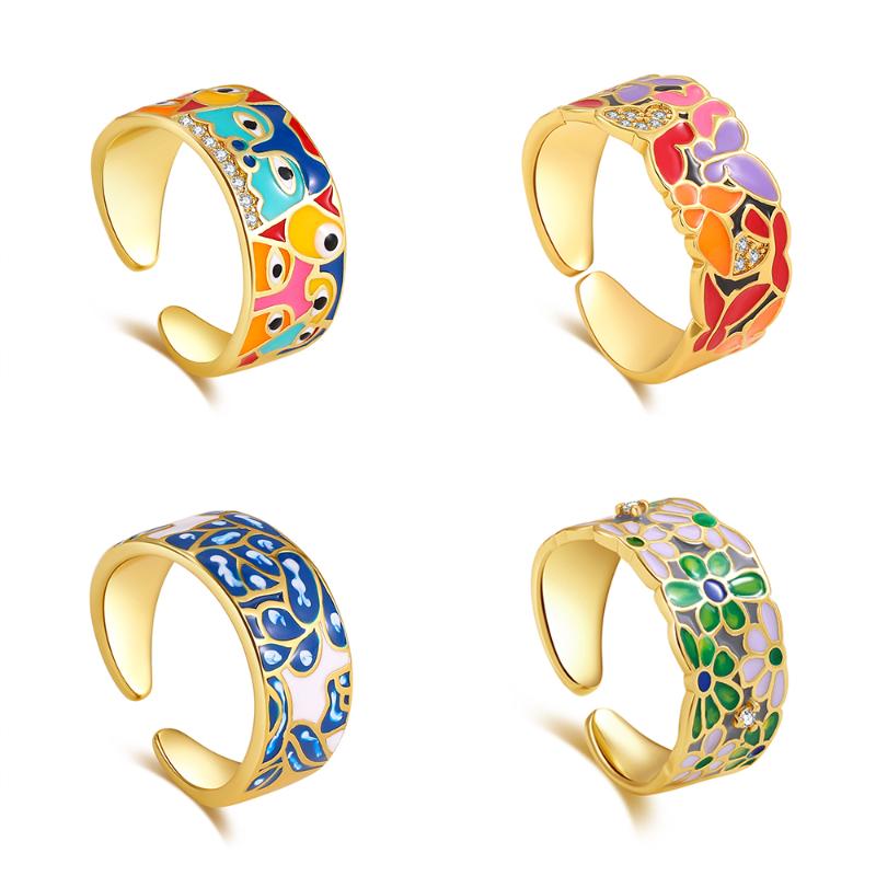 Cluster Rings Female Golden Color Zircon Adjustable Open Fashion Ladies Colorful Flower Butterfly Handmade Enamel Ring Party Jewelry, Golden;silver
Cluster Rings Female Golden Color Zircon Adjustable Open Fashion Ladies Colorful Flower Butterfly Handmade Enamel Ring Party Jewelry, Golden;silver
