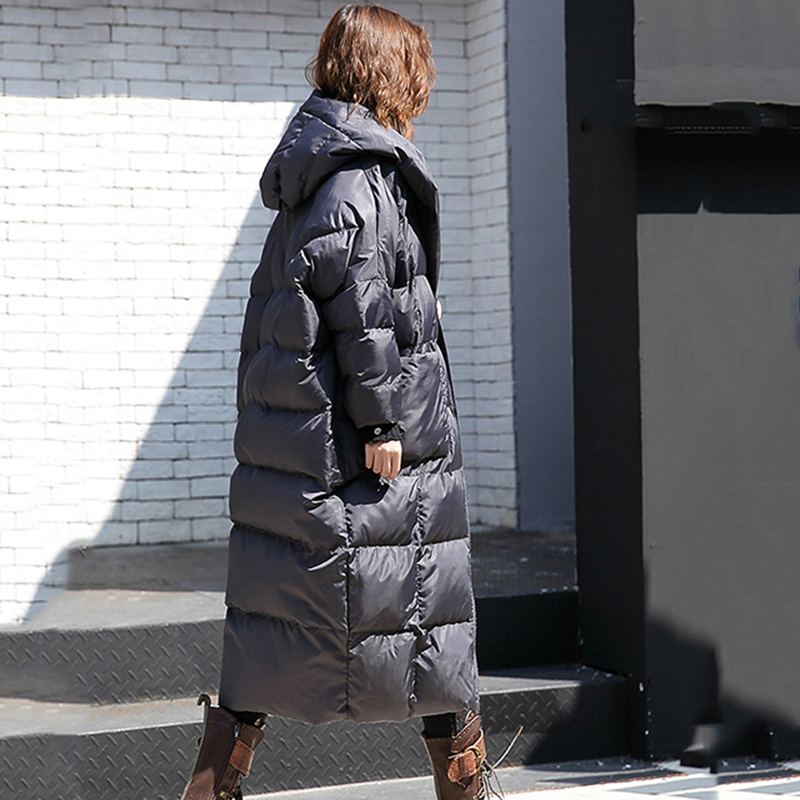 EAM Oversized Long Hooded Cottonpadded Coat Long Sleeve Loose Fit Women Parkas Fashion Autumn Winter JD1210 201027