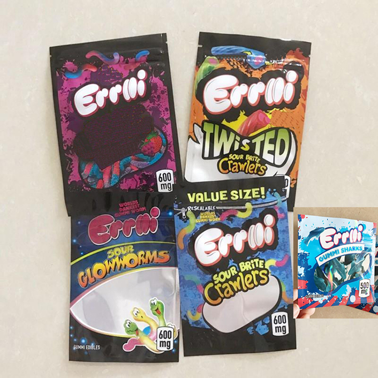 Packaging bags Errlli Sour terp Crawlers ropes bites 600mg Gummy Edibles mylar bag 500mg hashtag Smell proof california
Packaging bags Errlli Sour terp Crawlers ropes bites 600mg Gummy Edibles mylar bag 500mg hashtag Smell proof california