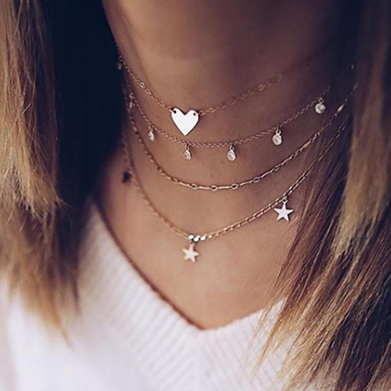 Exknl Collar choker Gold Color Multilayered necklace Party Love Vintage Animal Star Tassel necklace for women Fashion jewelry
Exknl Collar choker Gold Color Multilayered necklace Party Love Vintage Animal Star Tassel necklace for women Fashion jewelry
