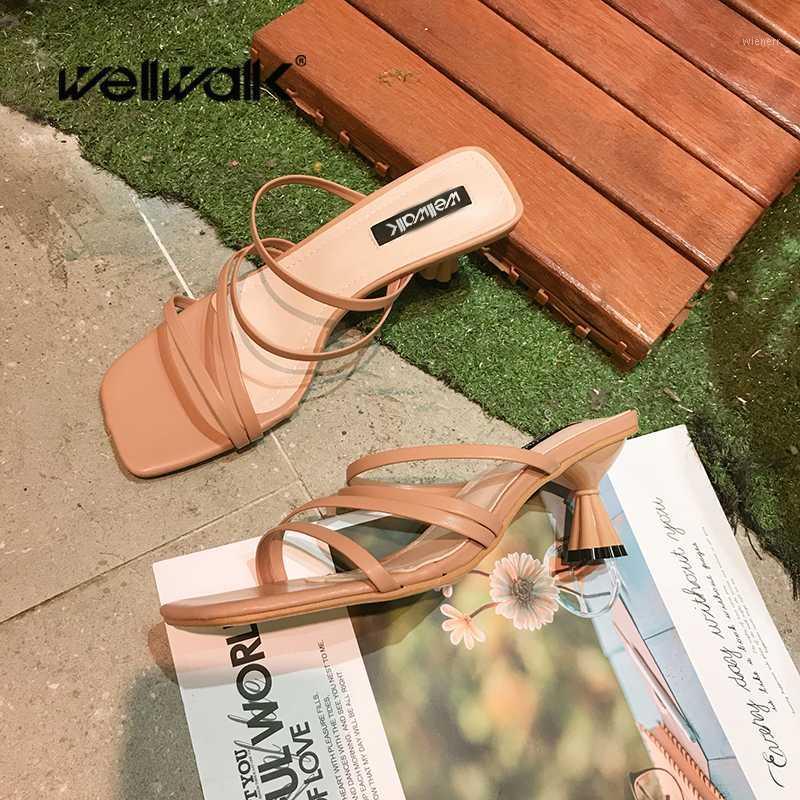 Wellwalk Korean Design Heel Slippers Ladies Cross Straps Sandals Women Spike Heels Slides Female Square Toe Classics Sliders1, Beige 
Wellwalk Korean Design Heel Slippers Ladies Cross Straps Sandals Women Spike Heels Slides Female Square Toe Classics Sliders1, Beige