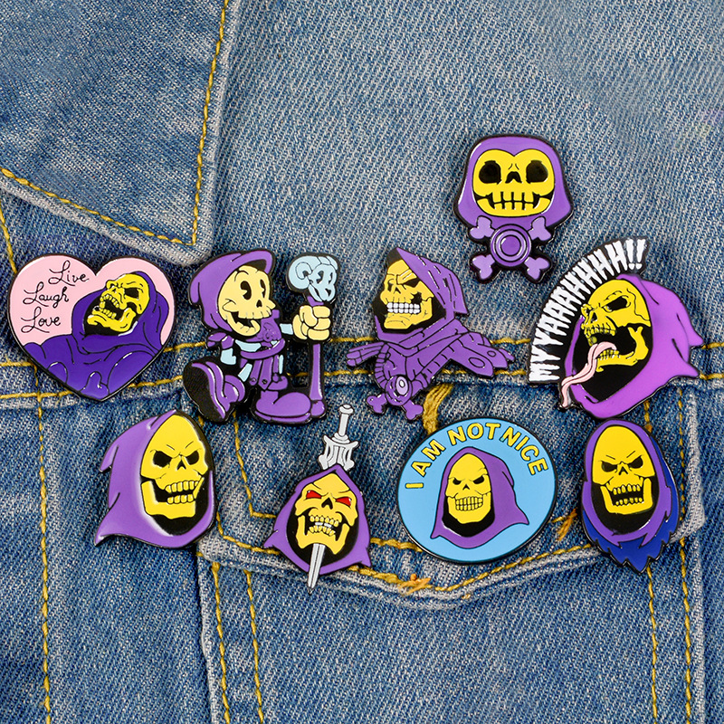 Skeletor Purple Hood Enamel Pins Masters of The Universe Badge Brooch Bag Clothes Lapel Classic Cartoon Jewelry Gifts Wholesale, Mixed colors
Skeletor Purple Hood Enamel Pins Masters of The Universe Badge Brooch Bag Clothes Lapel Classic Cartoon Jewelry Gifts Wholesale, Mixed colors
