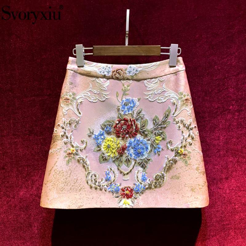 Svoryxiu 2021 Fashion Designer Autumn Pink Flower Print Jacquard Mini Skirt Women' High Quality Crystal Beaded A-Line Skirt
Svoryxiu 2021 Fashion Designer Autumn Pink Flower Print Jacquard Mini Skirt Women' High Quality Crystal Beaded A-Line Skirt