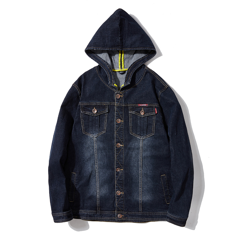 Denim Jacket Men Bomber Jeans Hoody Plus Size 4XL 5XL 6XL 7XL 8XL Hoodie Oversize Coats Mens Jean Dark Blue Hooded Men's Jackets 201127