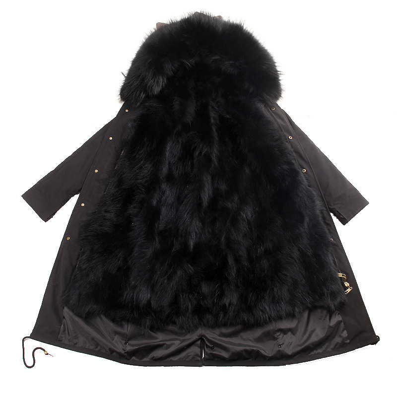 New Style Women's Winter Parka Female REAL Fur Raccoon Fur Liner Detachable Long Ladies Coat Fur Coat 201031