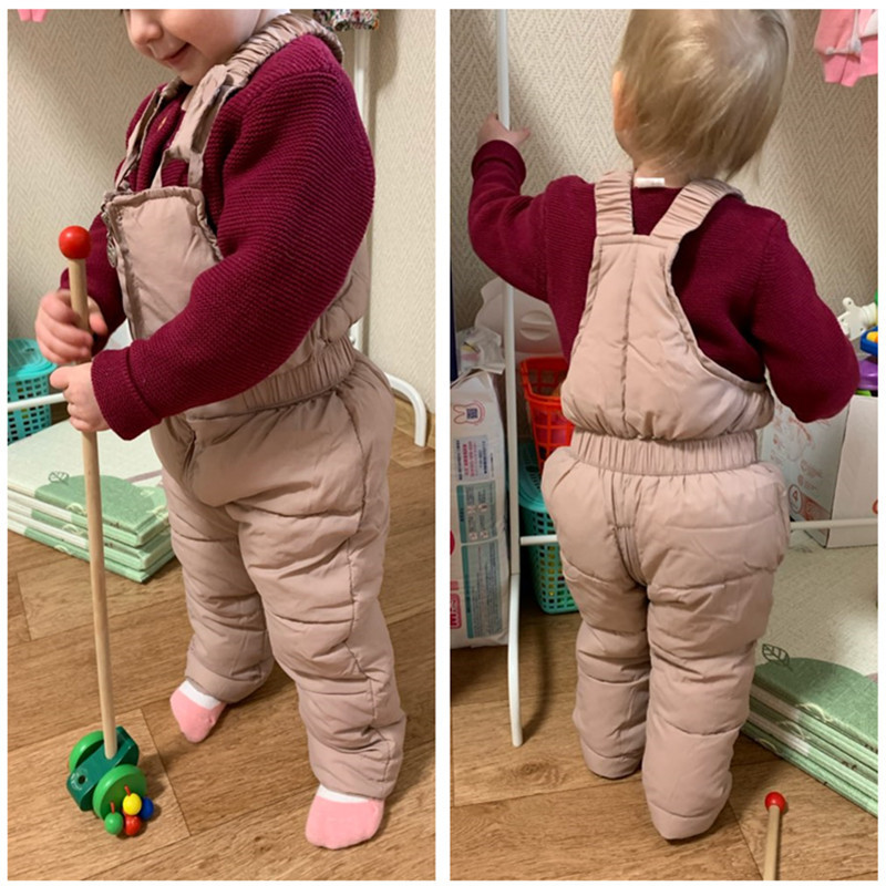 Children winter warm overalls girls & boys winter thick pants cotton filling kids overalls for girls 1-5 years children jumpsuit 201128