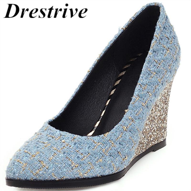 Drestrive Women Pumps Wedge Heel Pointed Toe 2020 Spring Summer Female High Heel Shoes Shallow Slip On Black Striped Lattice, Beige
Drestrive Women Pumps Wedge Heel Pointed Toe 2020 Spring Summer Female High Heel Shoes Shallow Slip On Black Striped Lattice, Beige