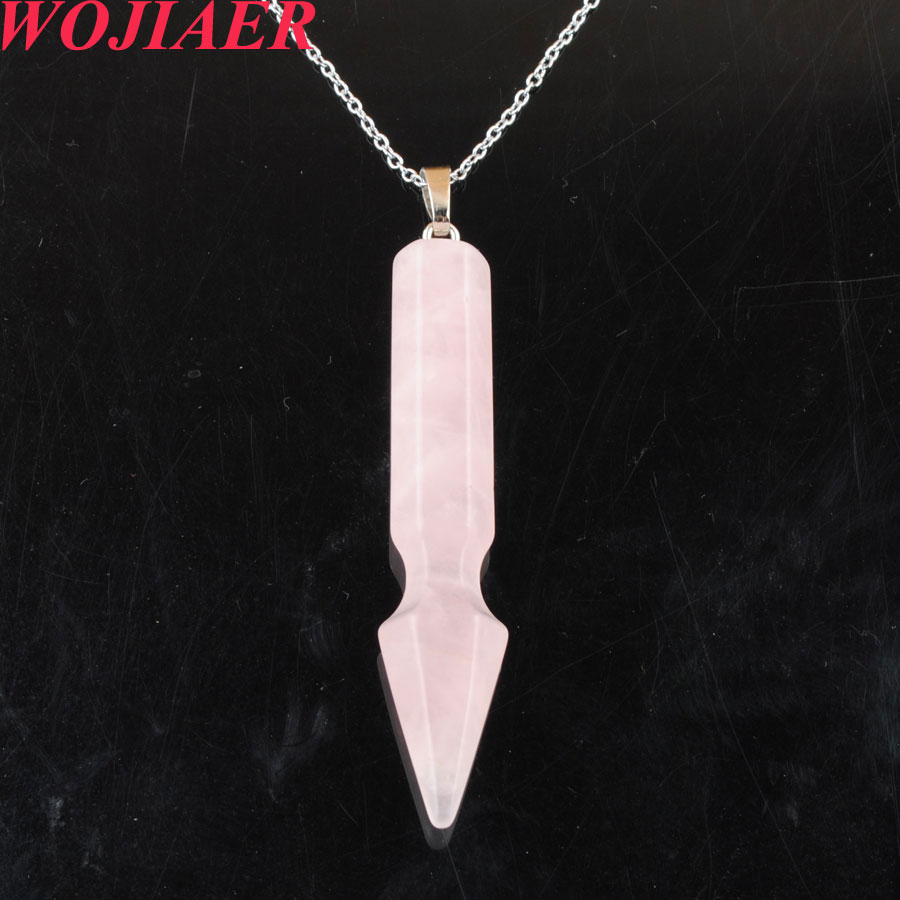 WOJIAER Natural Stone Hexagonal Column Pendant Necklace for Healing Point Women Jewelry Crystal Bullet Tiger's Eye DBO909
