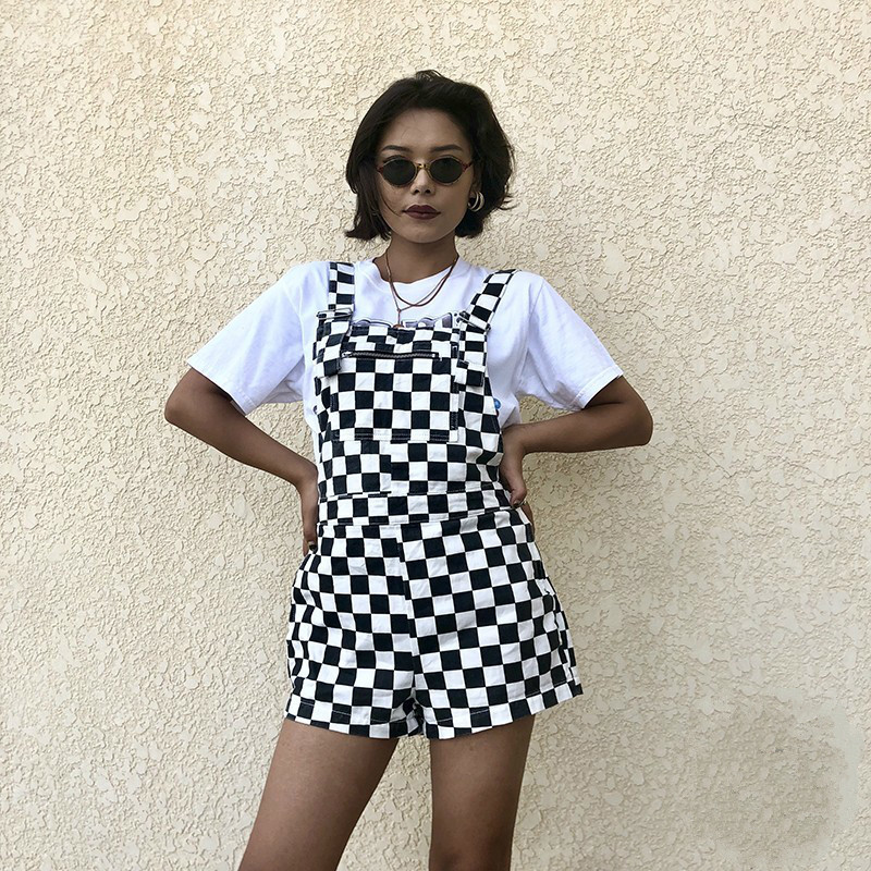 Women Vintage Checkerboard Plaid Jumpsuit Suspender Overalls Straps Romper Playsuit Streetwear Casual Shorts One Piece Outfit T200704, Beige
Women Vintage Checkerboard Plaid Jumpsuit Suspender Overalls Straps Romper Playsuit Streetwear Casual Shorts One Piece Outfit T200704, Beige