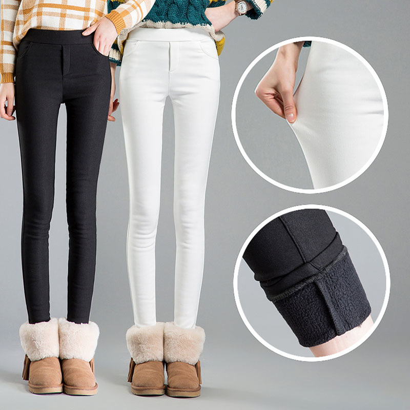 High waist women Winter warm velvet office work pencil pants capris plus size ladies formal trousers female dropshipping 201031
