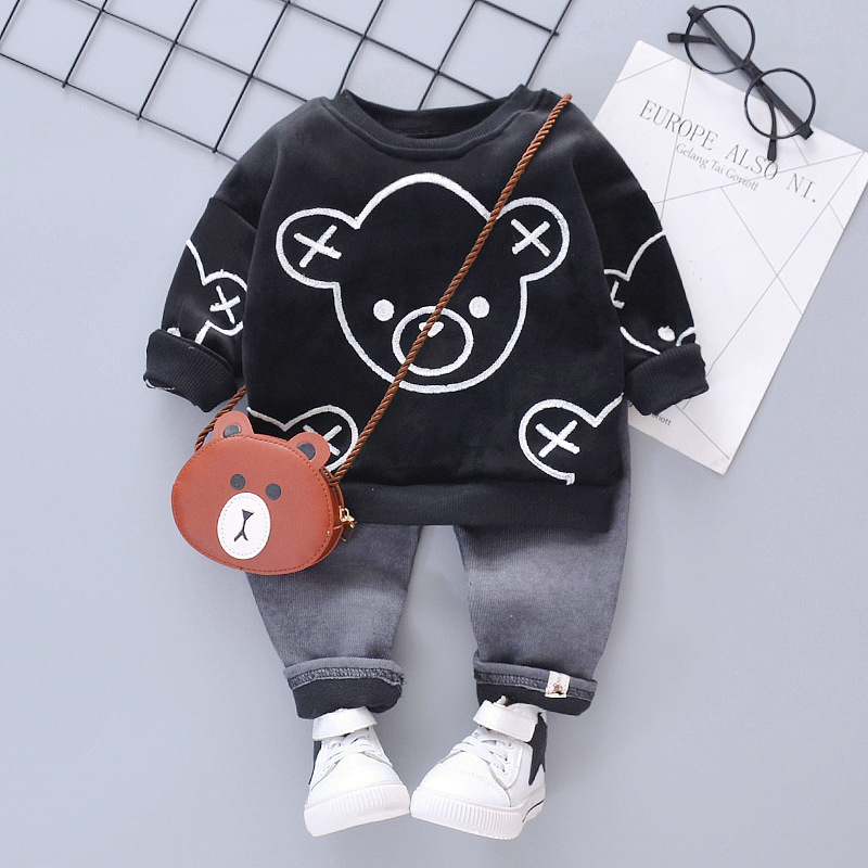 New Autumn Winter Baby Boys Girls Clothes Suits Children Thick T Shirt Pants 2Pcs/sets Toddler Fashion Clothing Kids SportswearX1019
