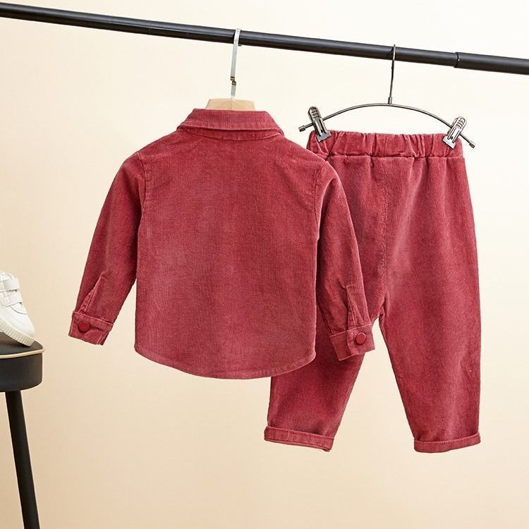 Spring Autumn Boys Girls Cardigan Clothing Set Children Corduroy Jackets Pants 2pcs Outfit Kids Casual Outdoor Clothes SetX1019