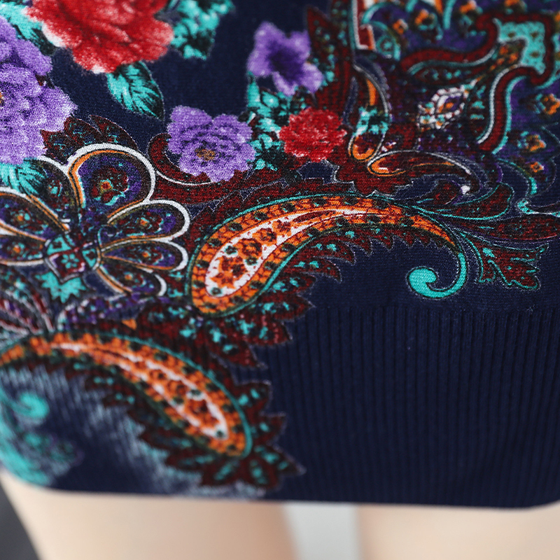 YISU Fashion Floral Print Sweater Dress women Long Sleeve Loose Casual long Jumper Women Autumn Winter Sweater Dress women 201222
