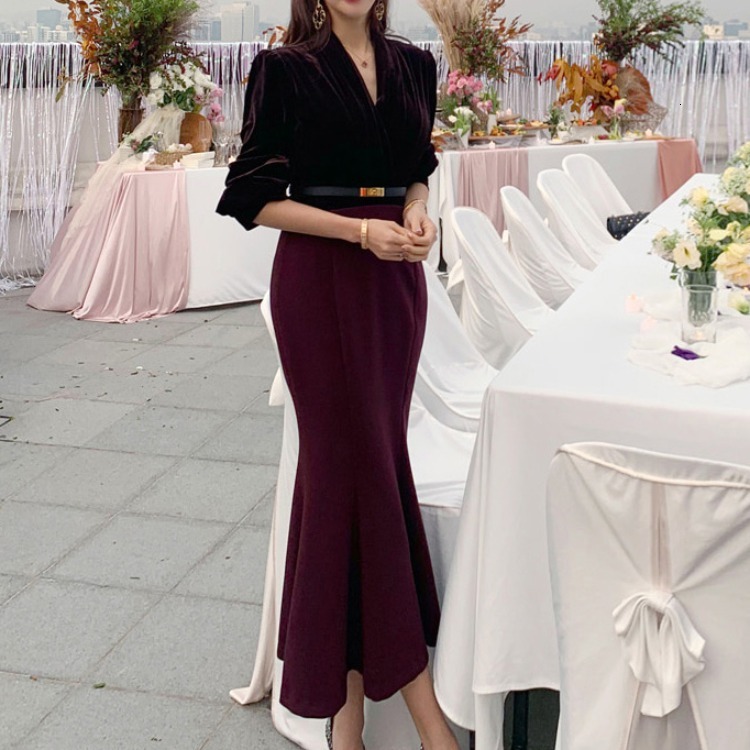 2021 Dressed a Velvet Banquet New Skinny Waist-tight Looking Gracefully Sheathed Fishtail Dress 4V14, Black
2021 Dressed a Velvet Banquet New Skinny Waist-tight Looking Gracefully Sheathed Fishtail Dress 4V14, Black